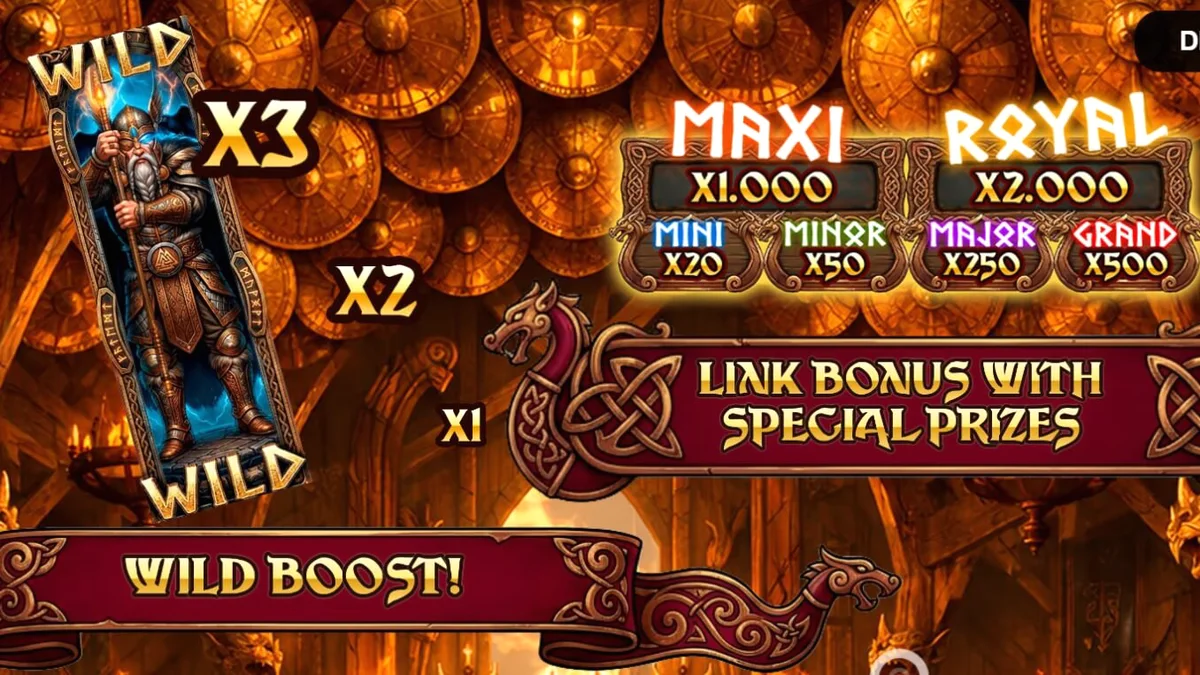 Valhalla Wilds Boost Viking slot game interface
