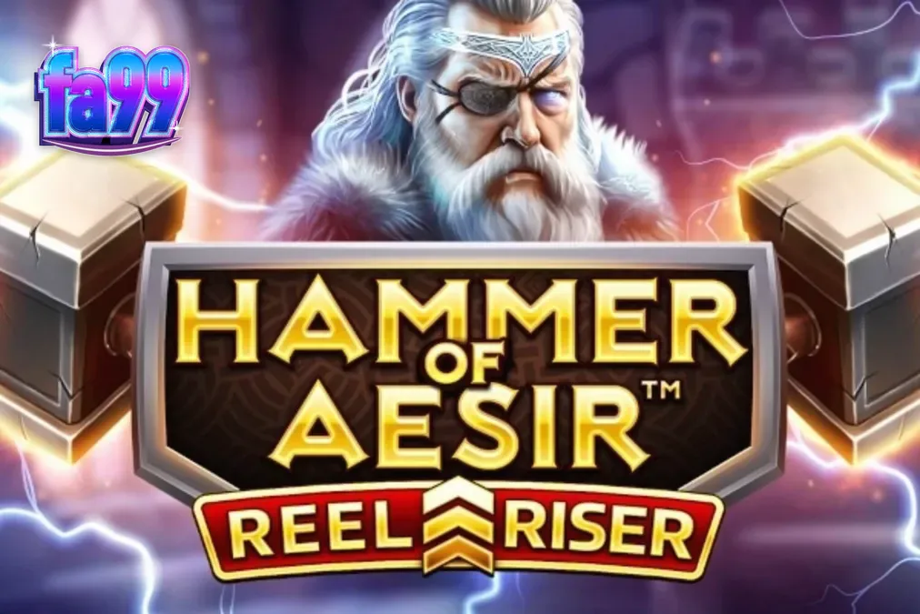 Tampilan visual slot Hammer of Aesir dengan tema mitologi Nordik yang epik